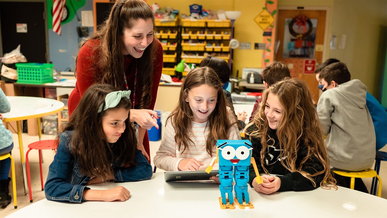 Students using Marty the Robot